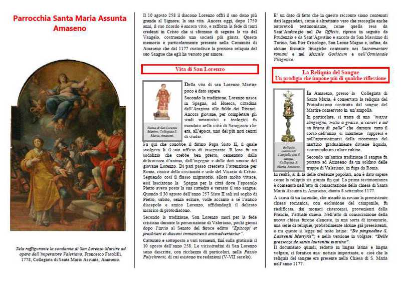 Brochure S. Lorenzoi Martire - Gibileo laurenziano - Amaseno