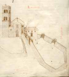 Schizzo della chiesa nel 1700
