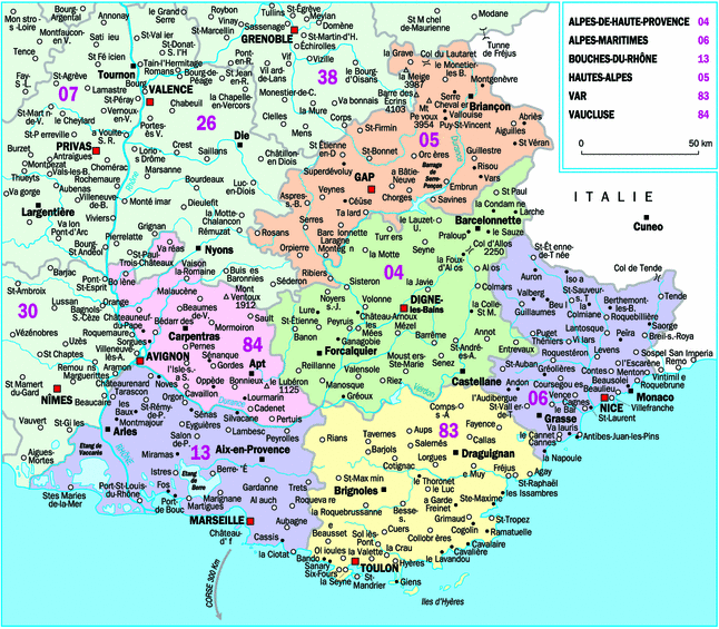 Cartina Provenza Alte Alpi Costa Azzurra