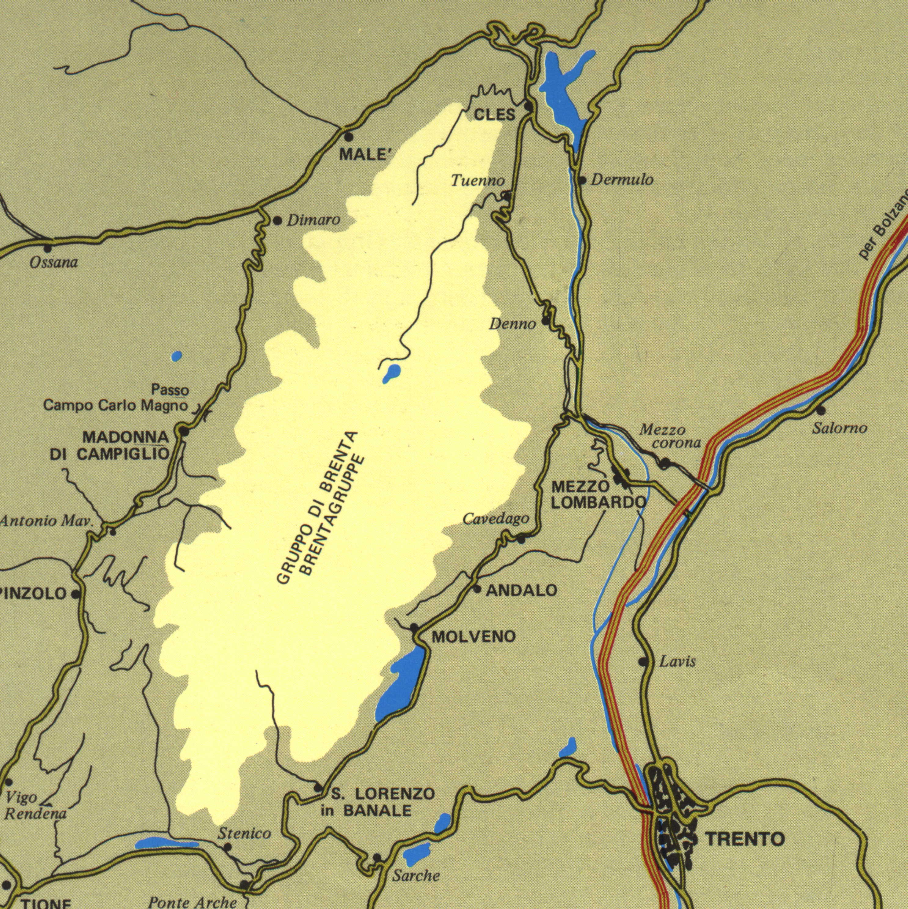 mappa massiccio del Brenta