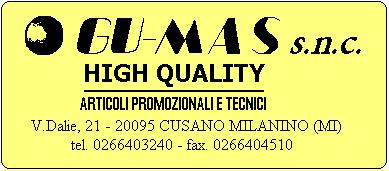 GU-MAS snc Articoli promozionali e tecnici, CUSANO MILANINO: ci fornir i cappellini personalizzati TDMvillage2002