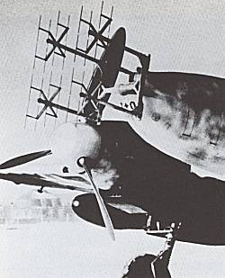 A Bf 110 G-4a nose with Liechtenstein C-1 radar antennas