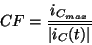 \begin{displaymath}
CF=\frac{i_{C_{max}}}{\overline{\left\vert i_{C}(t)\right\vert }}\end{displaymath}