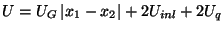 \( U=U_{G}\left\vert x_{1}-x_{2}\right\vert +2U_{inl}+2U_{q} \)