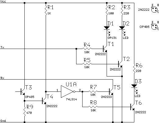 Schema del circuito per interfaccia IrDA