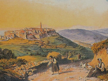 1842 Albona vista dalla strada per Rabac dip. August Tischbein 