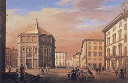 Giuseppe Gherardi, Il Battistero e la piazza di San Giovanni (1835-40), Firenze, Collezione privata