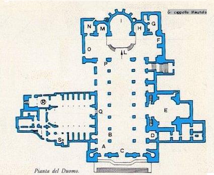 Pianta del Duomo di Napoli: nel transetto destro, la cappella Minutolo