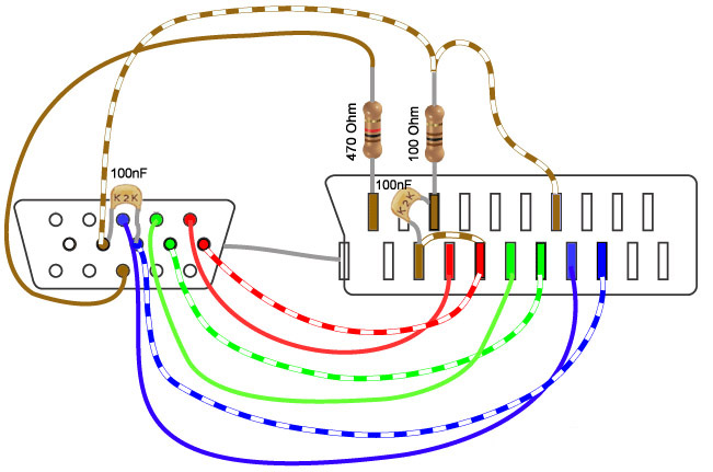 schema con resistenze e condensatori - vga scart guide