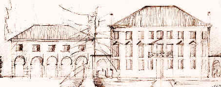 la villa e la barchessa di sinistra in un disegno di andrea demarco