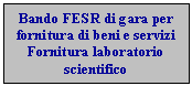 Casella di testo: Bando FESR di gara per fornitura di beni e servizi Fornitura laboratorio scientifico