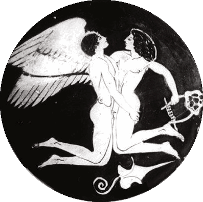 Zephyros (left) - Image:Courtesy Theoi Greek Mythology, www.theoi.com (Athens, 5th Century BC)